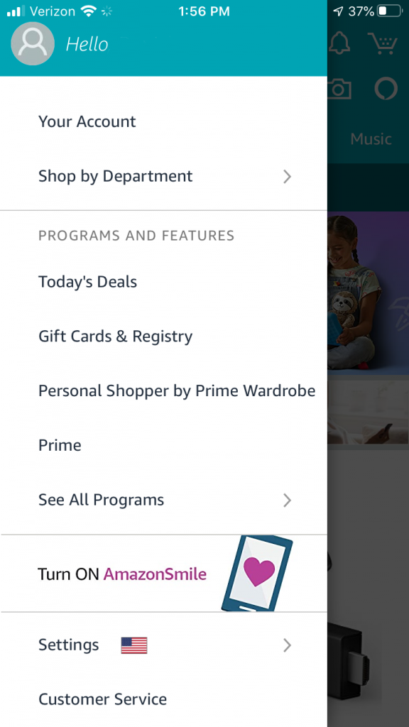 amazon smile step 1