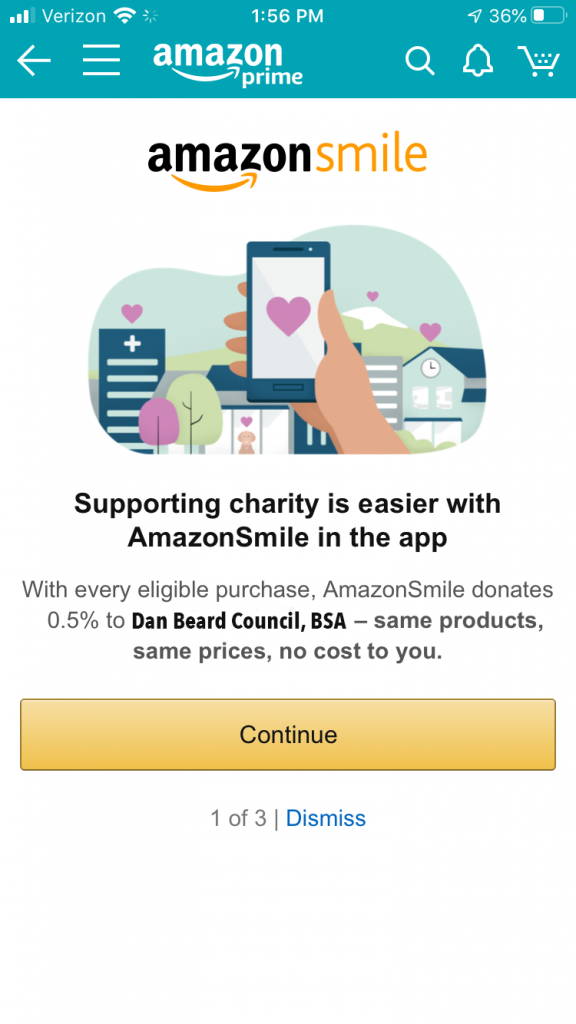 amazon smile step 2