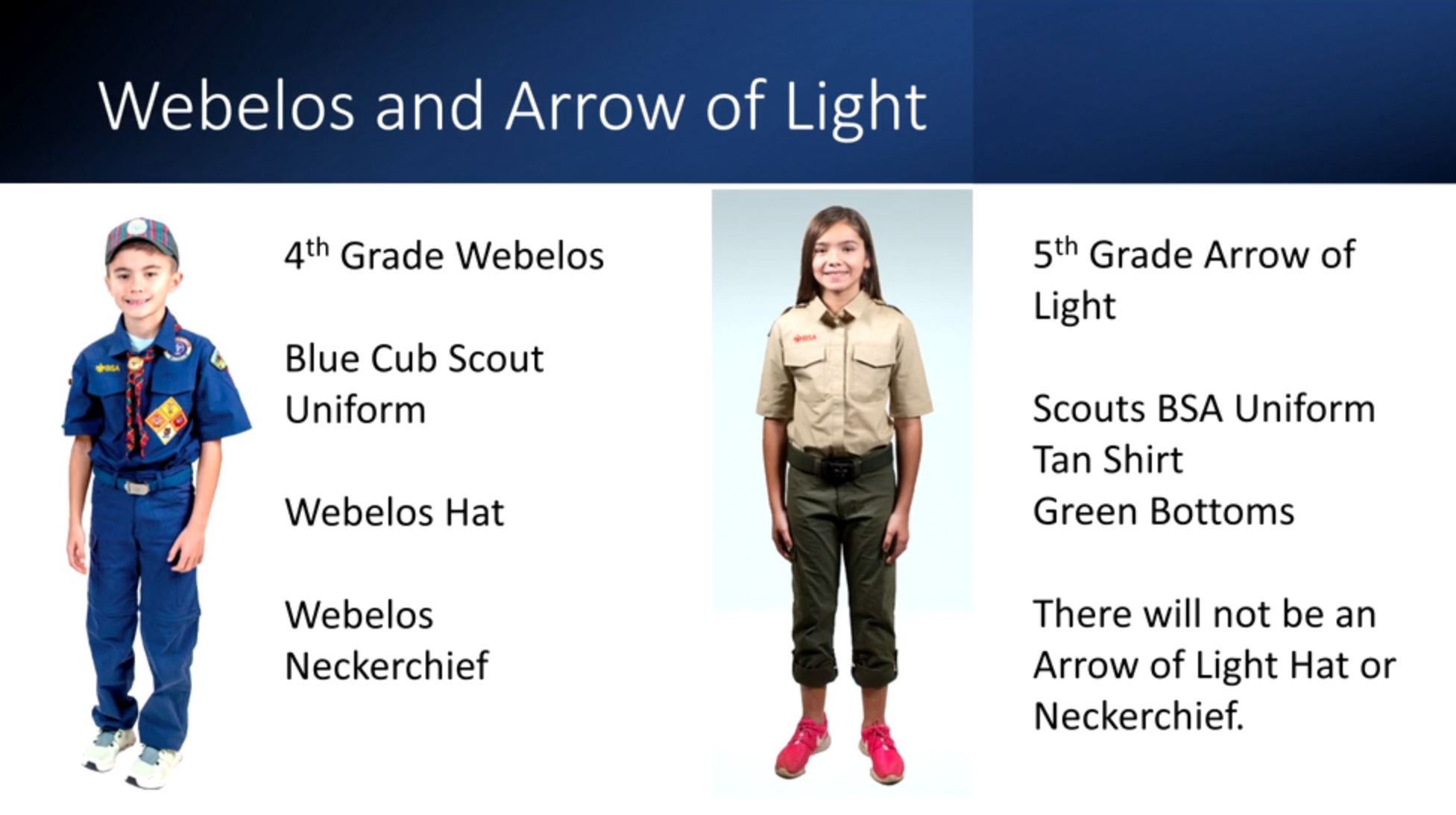 Cub Scout Program Updates 2024 - Webelos and Arrow of Light Uniforms